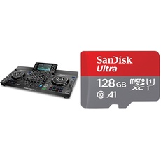 Denon DJ SC LIVE 4 - Standalone DJ-Controller & SanDisk Ultra Android microSDXC UHS-I Speicherkarte 128 GB + Adapter (Für Smartphones und Tablets