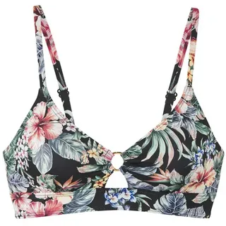 LASCANA Triangel-Bikini-Top »Salsa« mit Zierring und tollem Blumenprint, schwarz