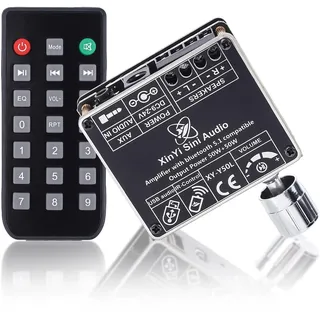 DONGKER Bluetooth 5.1 Verstärkerplatine DC 9-24V 2x50W Hifi 2.0 Stereo Audio Empfänger Leistungsverstärker Modul mit AUX/Bluetooth/U-disk, Fernbedienung App 2 Kanal DIY Heimlautsprecher