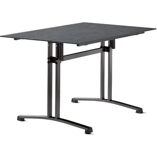 SIEGER Gastro-Tisch mit Säulenklapp-Gestell und Polytec® Platte, Gestell eisengrau, Platte Schiefer anthrazit