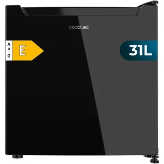 "Cecotec Mini-Kühlschrank Bolero CoolMarket TT 31 Dual Black Glass E. Energieklasse E, Mini-Tischkühlschrank Schwarzes Glas 49,6x47,4cm, 31L, Dual-Funktion, Herausnehmbares Fach")