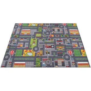 Paco Home Kinderteppich »Bino 577« rechteckig 4 mm Höhe Kurzflor, Straßen-Spiel-Teppich, Kinderzimmer grau