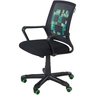 Minecraft Drehstuhl , Schwarz , Kunststoff, Textil , Füllung: Schaumstoff, Polyester , Drehkreuz , 63x92x111.5 cm , Wippfunktion, Sitzfläche 360° drehbar, inklusive Armlehnen , Büromöbel, Bürostühle, Drehstühle