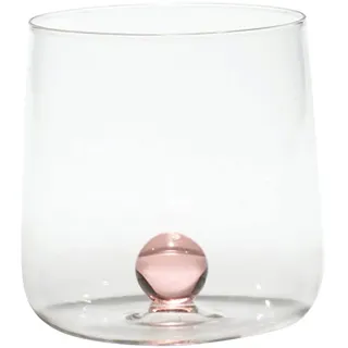 Zafferano Bilia Glasbecher - Handgemachtes Borosilikatglas, Verziert mit bunter, farbiger Glaskugel im Inneren, cl 44 h 90mm d 88mm - Set 6 Stück (Rosa)