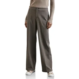 STREET ONE Damen A378535 Karierte Wide Leg Hose, Ashen Maple Beige, 44W / 28L EU