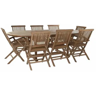 Tisch-Set mit Stühlen DKD Home Decor Teakholz (180 cm) (9 pcs) (180 x 120 x 75 cm)