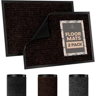 Zenacasa Fußmatte (2er Set) - Schmutzfangmatte 60x90 cm für den Eingangsbereich Braun - fussmatte innen waschbare und fussmatte aussen rutschfeste und stoßdämpfende