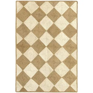 HAMID - Juteteppich Somara Farbe Weiß und Natur - 100% Jutefaserteppich - (230x160cm)