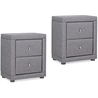 Homestyle4u Nachttisch grau 2 Stück , Grau , Textil , 47x54x29 cm , Schlafzimmer, Nachtkästchen