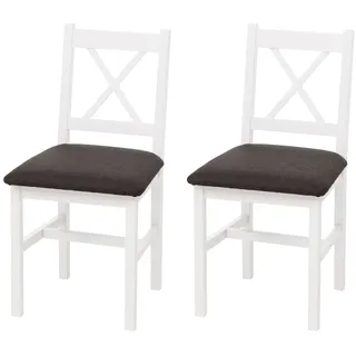 Mendler Esszimmerstuhl HWC-F77 Stoff weiß/schwarz 2er Set