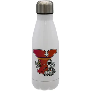 Snoopy Wasserflasche aus Edelstahl, luftdicht, Buchstabe und Mehrfarbig, 550 ml, Weiß, offizielles Produkt (CyP Brands)