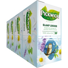 Pickwick Herbal Slaap Lekker Kruidenthee met Valeriaan, Kamille en Lavendel (80 Theezakjes, 100% Natuurlijk), Cafeïnevrij, 4 x 20 Zakjes