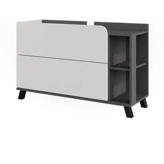 Vicco Waschbeckenunterschrank Karen, 100 x 65 cm mit 2 Schubladen, - Grau, Weiß