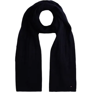 Tommy Hilfiger Damen Schal Flag Fluffy aus Rippstrick, Blau (Space Blue), Einheitsgröße