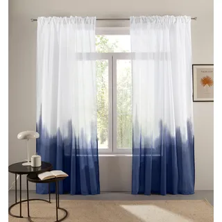 Gardine BRUNO BANANI "Nevalla" Gr. 2, blau, B:130cm H:175cm, Baumwolle, Baumwolle, Gardinen, Gardine, Schal mit Farbverlauf, moderner Hingucker, Vorhang, jedes Zimmer