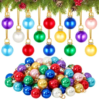 UXORSN 72 Stück Mini Weihnachtskugeln 16mm Klein Weihnachtsbaumkugeln Bunt Christbaumkugeln Hängende Ornamente Kunststoff Bruchsicher Christbaumschmuck für Urlaub Hochzeit Party Weihnachtsdeko