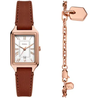 Fossil Quarzuhr »RAQUEL« Armbanduhr, Damenuhr, Lederarmband, Ideal auch als Geschenk, analog, braun