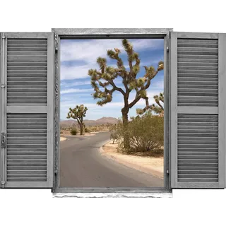 Queence Wandtattoo »Straße durch Wüste« Wandsticker, Wandbild, selbstklebend, 3D, Fenster, bunt