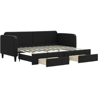 vidaXL Tagesbett Ausziehbar mit Schubladen Schwarz 80x200 cm Stoff - Schwarz