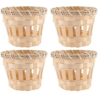 Mobestech Bambus Lampenschirm Klein 4Er Set 4.13X4.13X3.15In Geflochtene Rattan Mini Trommellampenschirme Für Innenbeleuchtung Tisch- Und Deckenleuchten Warmes Licht