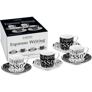Könitz Espressotassen 4er Set Writing, Becher, Porzellan, Schwarz, Weiß, 85 ml, 11 5 053 2804 - Schwarz, Weiß