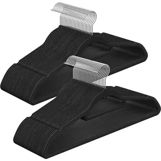 Songmics Samt-Kleiderbügel-Set Breanna Schwarz-Silber 50 teilig