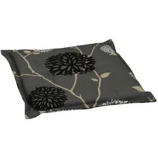 Gartenhockerauflage , Grau, Schwarz, Weiß, Beige , Textil , Blume , Füllung: Schaumstoff, Vlies , 48x4x48 cm , Made in Germany , hochwertige Qualität, für den Außenbereich geeignet, mittels Bändern zu befestigen , Heimtextilien, Wohntextilien, Sitzkissen