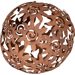 Gartendeko Rost Kugel Ø 18cm Garten Metallkugel Braun Dekokugel Sonne Rostdeko - Braun