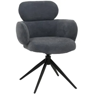 Mendler Esszimmerstuhl HWC-O77 Stoff grau-blau
