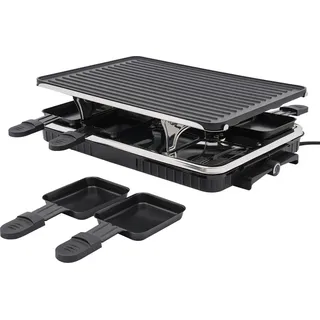 Tischgrill - Elektrischer Grill 220–240V - Antihaft-Raclette - 1 große + 8 kleine Pfannen - Edelstahl - Für Indoor Grill, Party und Balkon