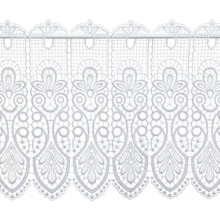 Plauener Spitze by Modespitze, Store Bistro Gardine Scheibengardine mit Stangendurchzug, hochwertige Stickerei, Höhe 35 cm, Breite 144 cm, Weiß