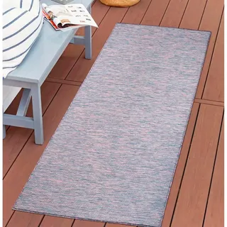 Outdoorteppich CARPET CITY "PALM 2778", blau (blau, pink), B:80cm H:5mm L:150cm, Polypropylen, Teppiche, Outdoorteppich, Läufer, Wetterfest & UV-beständig, für Balkon, Terrasse, Küche, flach