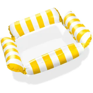 Balinco Aufblasbare Matratze Pool, Wasserhängematte mit Netz, Wasser Luftmatratze mit 4 Luftkammern, Pool Party Sessel, Wasserspielzeug Hängematte, Pool Zubehör für Erwachsene & Kinder (Gelb)