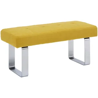Moderano Hockerbank , Gelb, Edelstahlfarben , Metall , Uni , 113x51x48 cm , Goldenes M , Fußauswahl, Lederauswahl, Stoffauswahl, Typenauswahl , Schlafzimmer, Betten, Bettgestelle- Einzelteile, Bettbänke