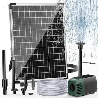 Biling 20W Solarbrunnen für Draussen mit 4 Düsen, 875L/H Solar Springbrunnen für Außen Mittelgroße Gartenteiche (5-10m2), Leise Teichpumpe Solar DIY Garten Wasserspiel Terrassen Brunnen Teichbelüftung