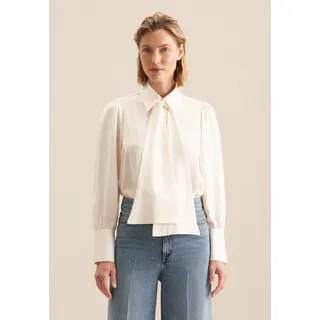 Schluppenbluse SEIDENSTICKER "Schwarze Rose", Damen, Gr. 3XL (46), beige (ecru), 61% Acetat, 31% Viskose, 8% Baumwolle, unifarben, regular fit, ohne Ausschnitt, Blusen Schluppenbluse, 1/1 Kragen Uni