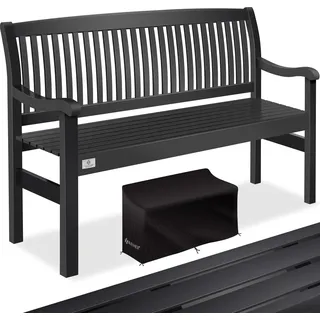 KESSER® Gartenbank Holz Holzbank wetterfest | Für 3 bis 4 Personen | Parkbank aus Massivholz | Sitzbank 320 kg belastbar | Balkonbank Bank für Balkon Terrasse & Garten inkl. Cover - Grau