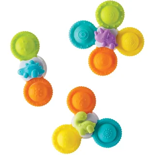 Infantino Bade-Pop-Spinner aus Silikon mit Saugnapf, ab 6 Monate, Mehrfarbig, 3er-Set