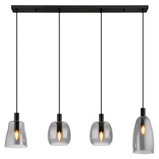 Globo Hängeleuchte , Schwarz , Metall, Glas , 16x120x107 cm , Lampen & Leuchten, Leuchtenserien