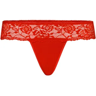 Teyli String Tanga Damen mit zarter Spitze verziert - Strings & Tangas für Damen aus Transparentem Mesh - Tanger (DE/NL/SE/PL, Alphanumerisch, M, Regular, Regular, Rot)