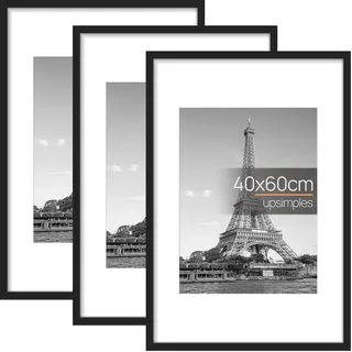 upsimples 3 Pack Bilderrahmen 40x60, Schwarz Rahmen 40x60, Picture Frame für Fotos, Bilder, Poster