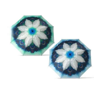 Atosa Strandschirm Pfau, schwenkbar, aus Aluminium, Ø 200 cm, Oxford, LSF 50+, 2 Möglichkeiten, mit Hülle, bunt