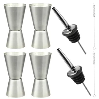 8 Stück Cocktail Messbecher Set, CL Messbecher Cocktail, Bar Messbecher für Schnaps Ausgießer und Cocktail Jigger, mit Messbechern, Ausgießern und Bürsten