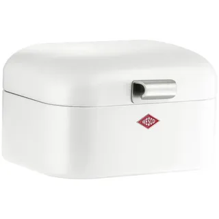 Wesco Mini Grandy Brotkasten in der Farbe weiß, pulverbeschichtetes Stahlblech, Lüftungslöcher und stabiler Handgriff
