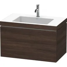 Duravit L-Cube Möbelwaschtisch c-bonded mit Unterbau wandhängend, 80x48 cm, 1 Auszug, ohne Überlauf, 3 Hahnlöcher, Farbe: Europäische Eiche Dekor