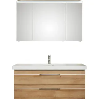 Saphir Badmöbel-Set »Balto Sprint 2-teilig, Mineralmarmor-Waschtisch mit LED-Spiegelschrank« 2 Stk. tlg., braun