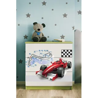 Kinderkommode mit Schubladen Formel 1 in der Farbe Grün Babydreams - Grün