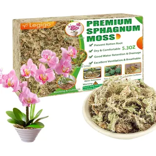 Legigo 150g Premium Sphagnum Moos - ergibt 7L Spagnummoos für Pflanzen | Speichert Wasser Torfmoos für Orchideen, Monstera, Sukkulenten, Fleischfressende Pflanzen & Stecklinge