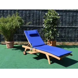 Teak Gartenliege Görz Blau - Blau