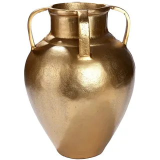 Gilde Vase Antigua mit 4 Henkel", goldfarben, B:25cm H:33cm T:25cm Ø:25cm, Aluminium, Vasen, Tischvase